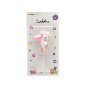 Candelina unicorn n.1 colore rosa 11cm