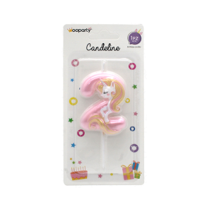 Candelina unicorn n.2 colore rosa 11cm