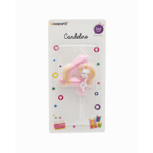 Candelina unicorn n.4 colore rosa 11cm