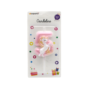 Candelina unicorn n.5 colore rosa 11cm