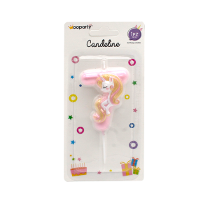 Candelina unicorn n.7 colore rosa 11cm