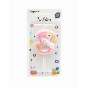 Candelina unicorn n.8 colore rosa 11cm