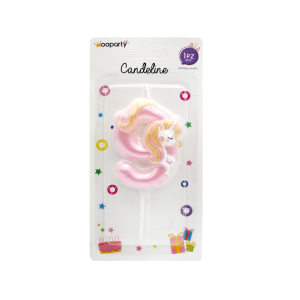 Candelina unicorn n.9 colore rosa 11cm