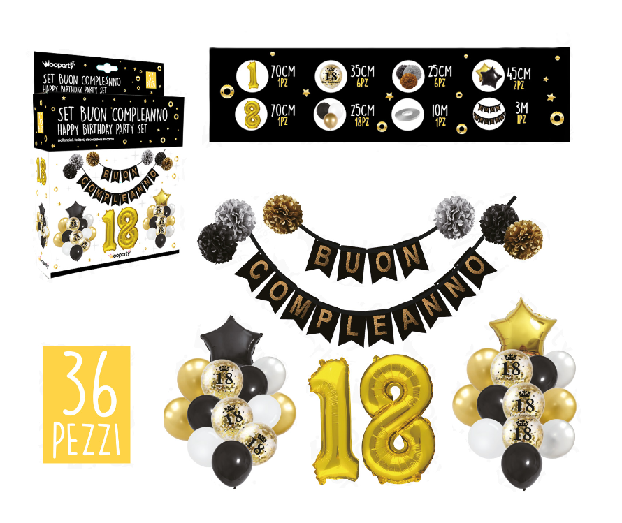 Set party compleanno 18 anni 36pcs