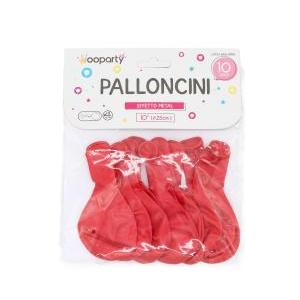 Palloncini rosso metal 10'' confezione da 10 pezzi