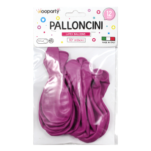 Palloncini colore fucsia 10'' confezione da 12 pezzi