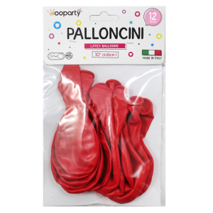 Palloncini colore rosso 10'' confezione da 12 pezzi