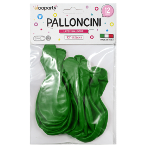 Palloncini colore verde 10'' confezione da 12 pezzi