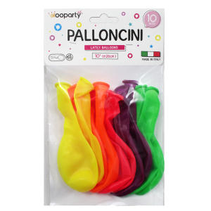 Palloncini colori assortiti fluo 10'' confezione da 10 pezzi