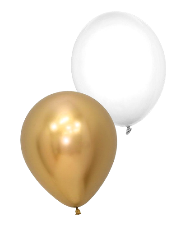 Palloncini bianco/oro metal 10'' confezione da 10 pezzi