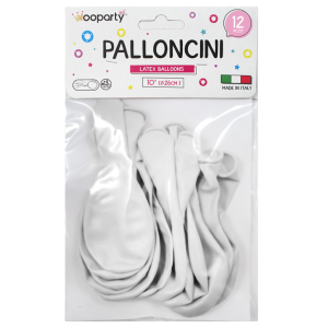 Palloncini colore bianco 10'' confezione da 12 pezzi