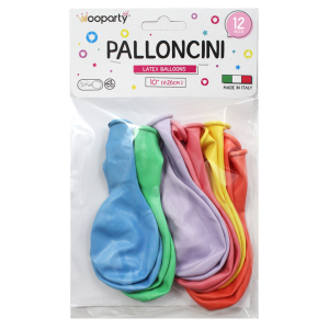 Palloncini colori assortiti pastel 10'' confezione da 12