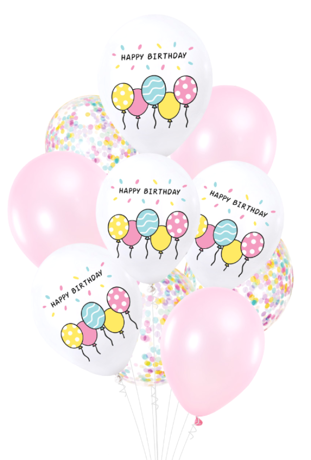 Palloncini Happy Birthday 12'' confezione da 10