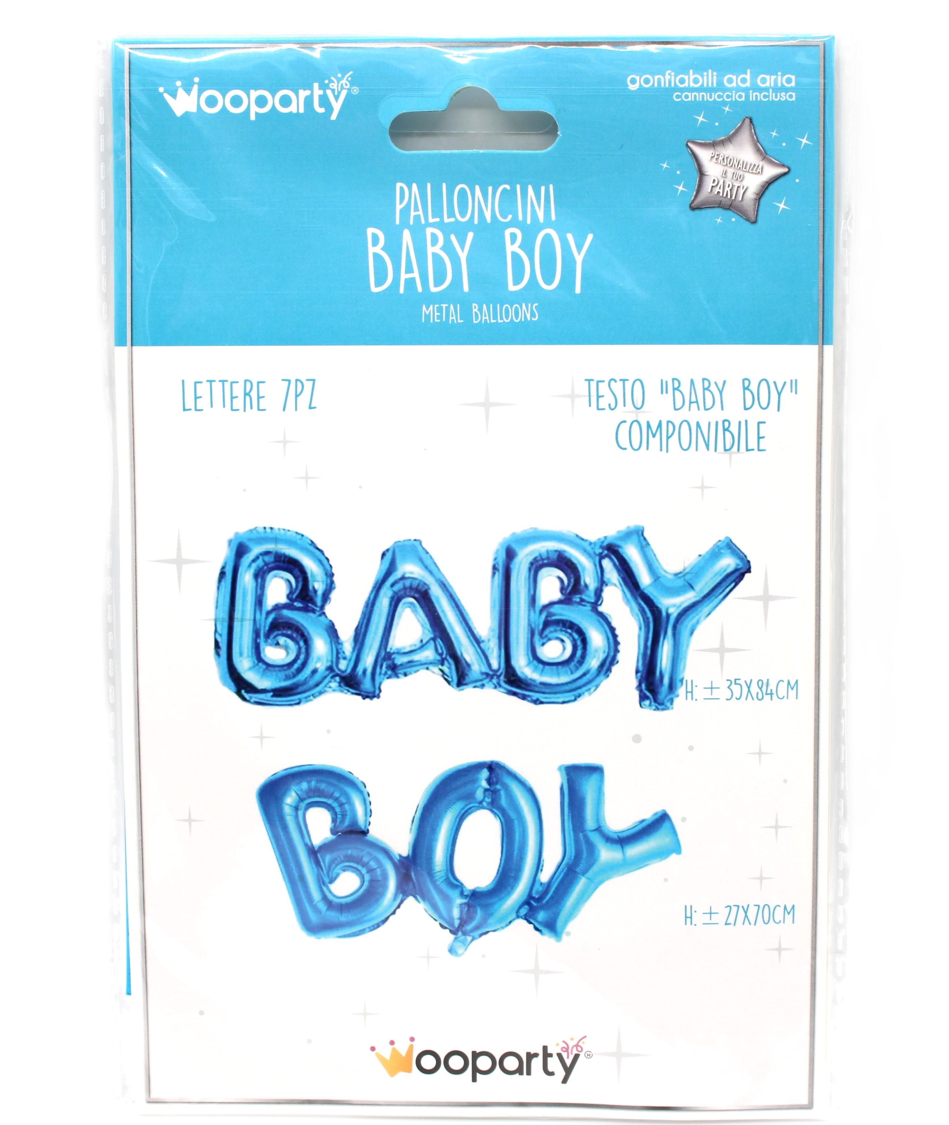 Palloncini Baby Boy metal 35cm confezione da 7 lettere