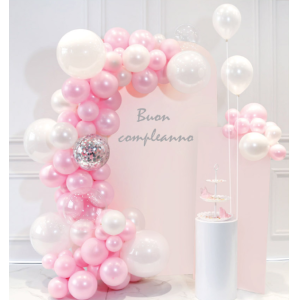 Set palloncini colore rosa e bianco confezione da 100