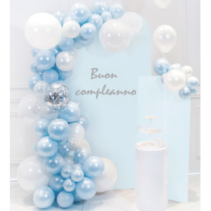 Set palloncini colore celeste e bianco confezione da 100