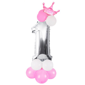 Set 15 palloncini princess n.1 rosa e argento 125cm