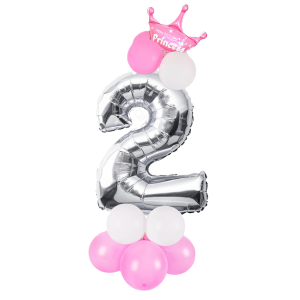 Set 15 palloncini princess n.2 rosa e argento 125cm