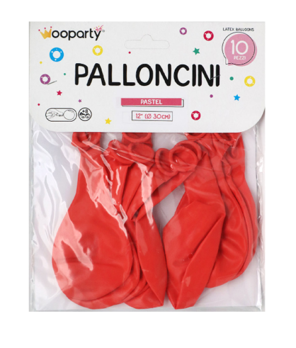 Palloncini rosso pastel 12'' confezione da 10