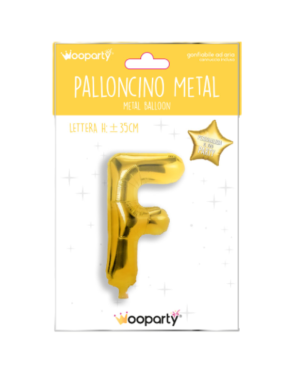 Palloncino lettera F oro metal 35cm