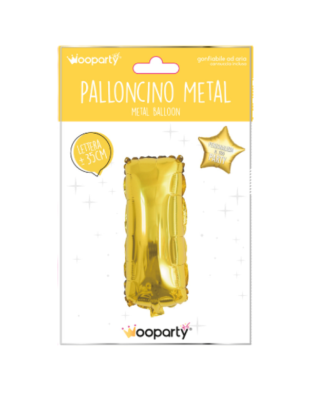 Palloncino lettera I oro metal 35cm