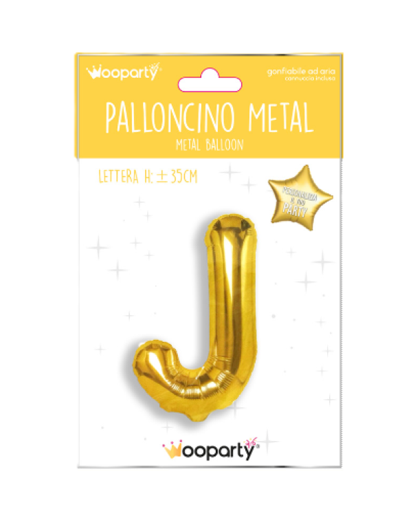 Palloncino lettera J oro metal 35cm