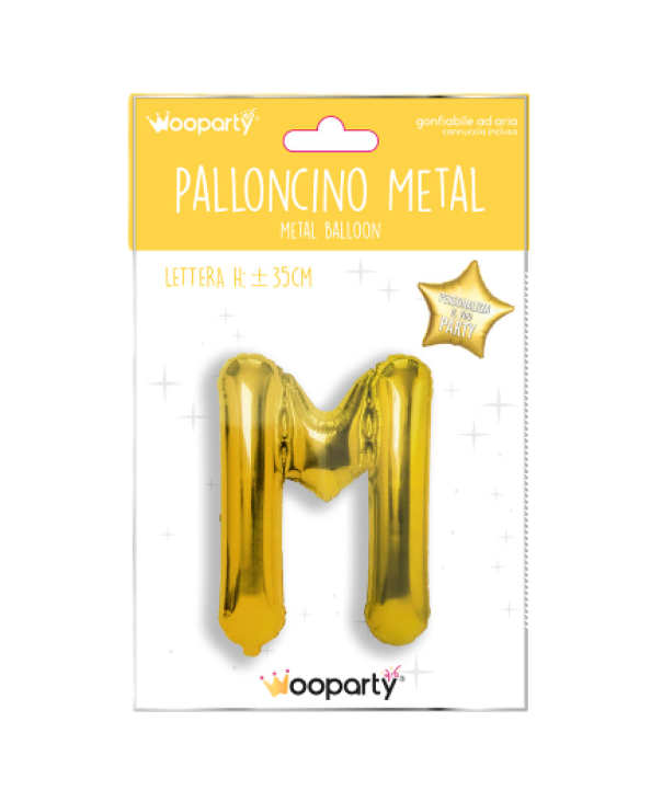 Palloncino lettera M oro metal 35cm