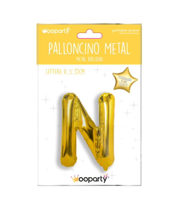 Palloncino lettera N oro metal 35cm