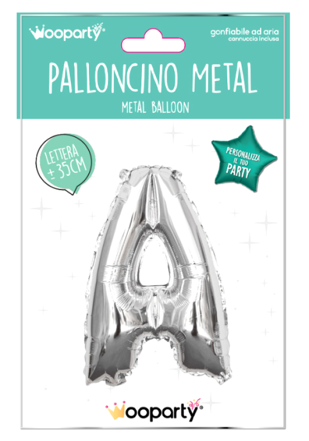 Palloncino lettera A argento metal 35cm