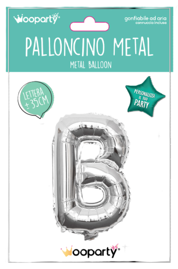 Palloncino lettera B argento metal 35cm