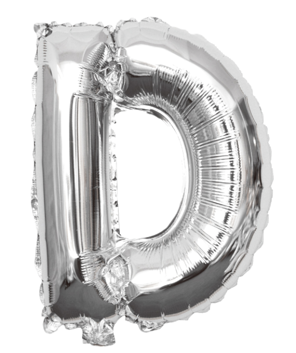 Palloncino lettera D argento metal 35cm