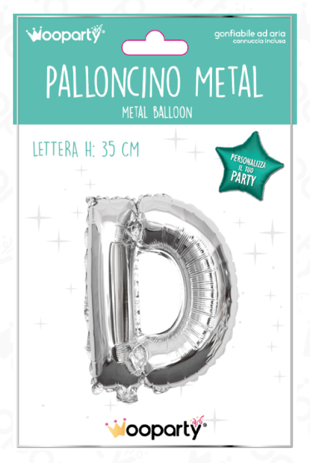 Palloncino lettera D argento metal 35cm