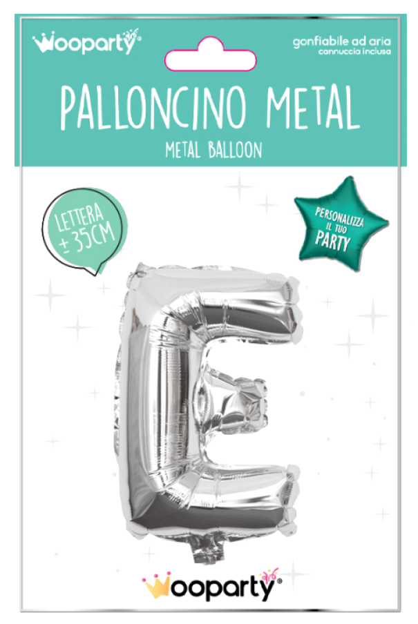 Palloncino lettera E argento metal 35cm