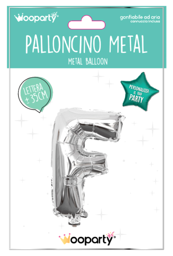 Palloncino lettera F argento metal 35cm