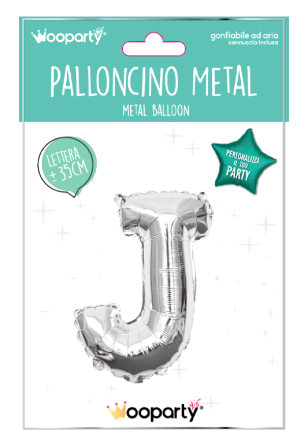 Palloncino lettera J argento metal 35cm