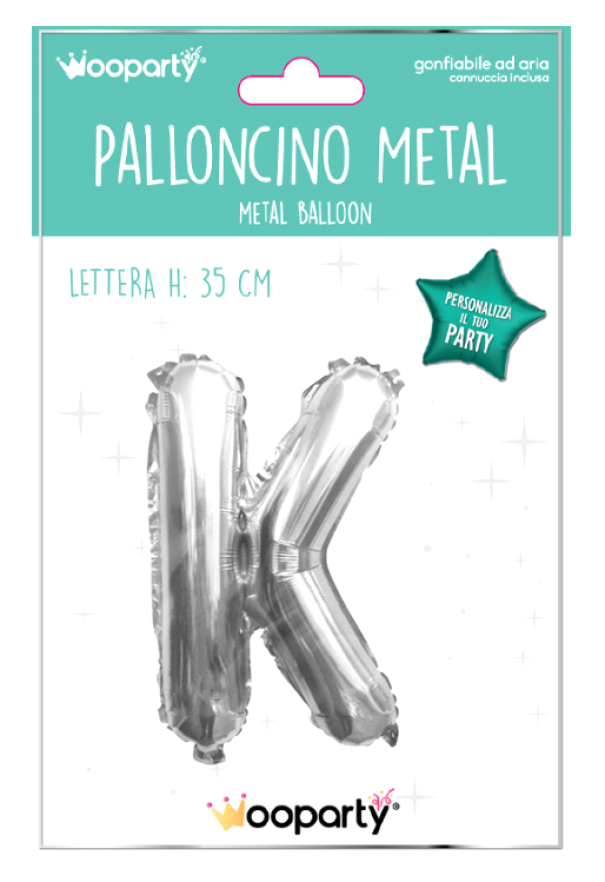 Palloncino lettera K argento metal 35cm