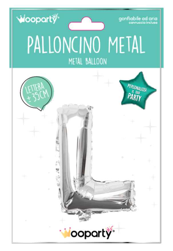 Palloncino lettera L argento metal 35cm