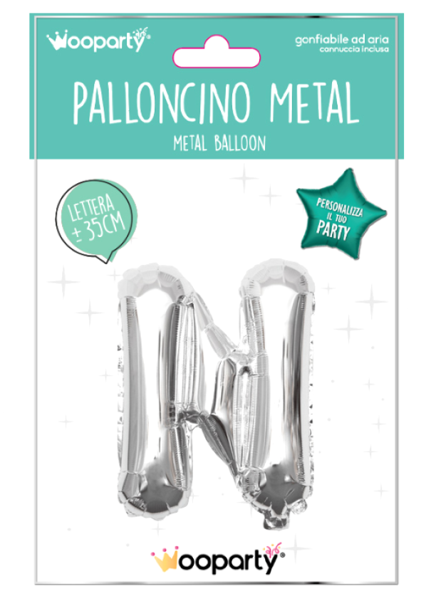 Palloncino lettera N argento metal 35cm