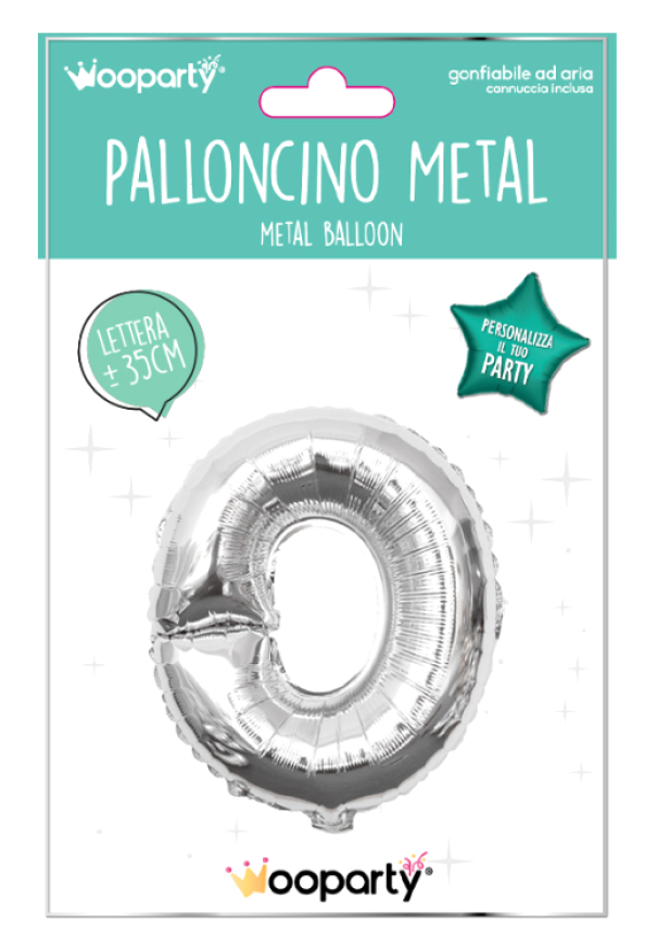 Palloncino lettera O argento metal 35cm