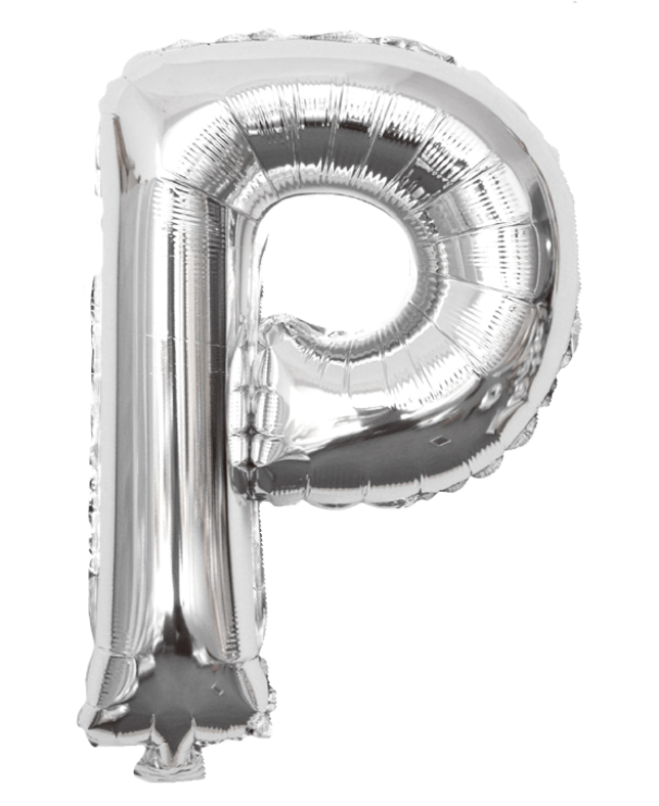 Palloncino lettera P argento metal 35cm