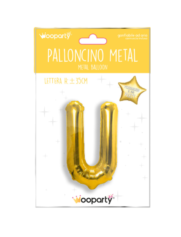 Palloncino lettera U oro metal 35cm