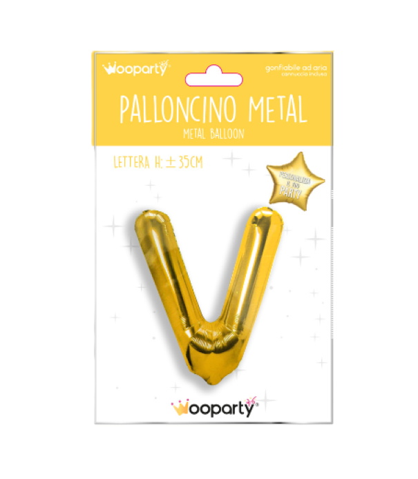 Palloncino lettera V oro metal 35cm