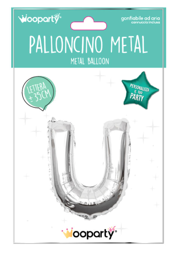 Palloncino lettera U argento metal 35cm