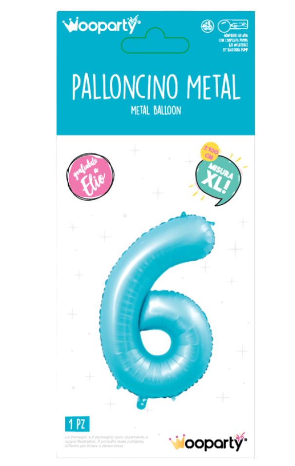 Palloncino Mylar n.6 azzurro opaco 100cm