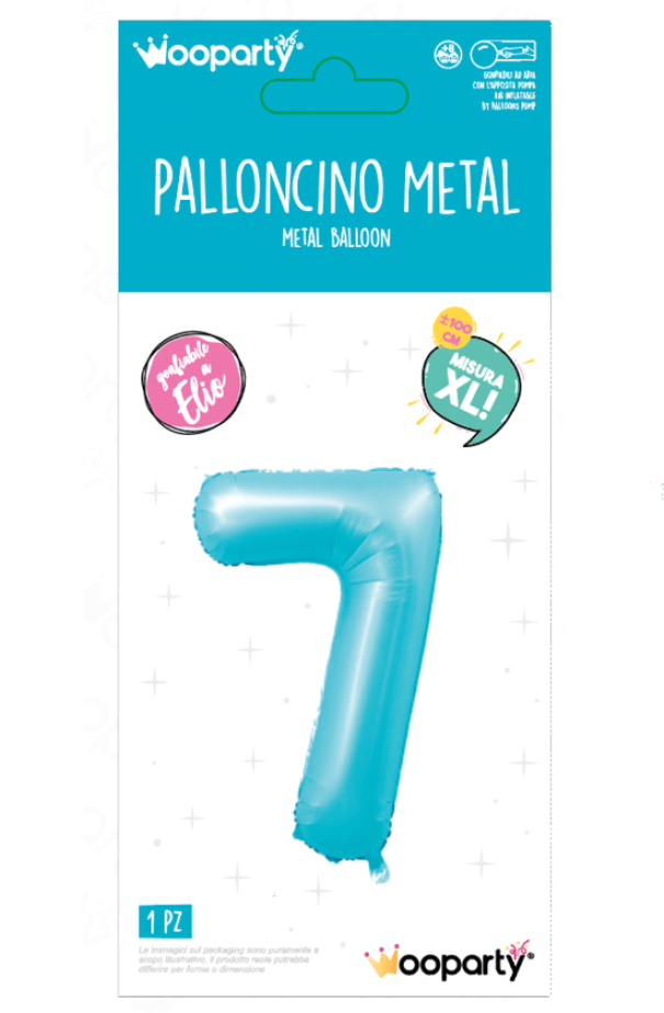 Palloncino Mylar n.7 azzurro opaco 100cm