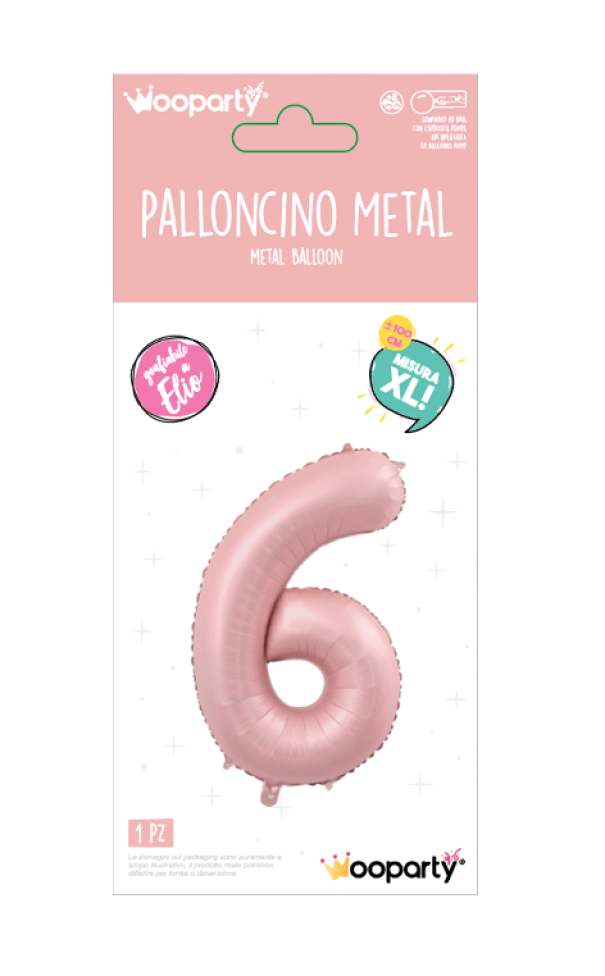 Palloncino Mylar n.6 rosa opaco 100cm