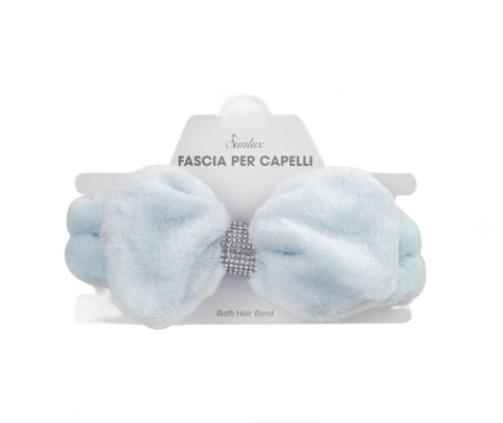 Fascia per capelli con strass celeste