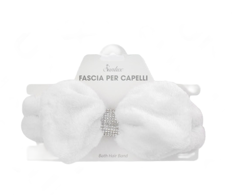 Fascia per capelli con strass bianca