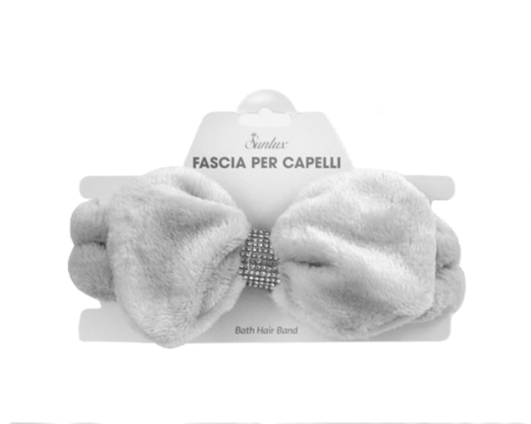 Fascia per capelli con strass grigia