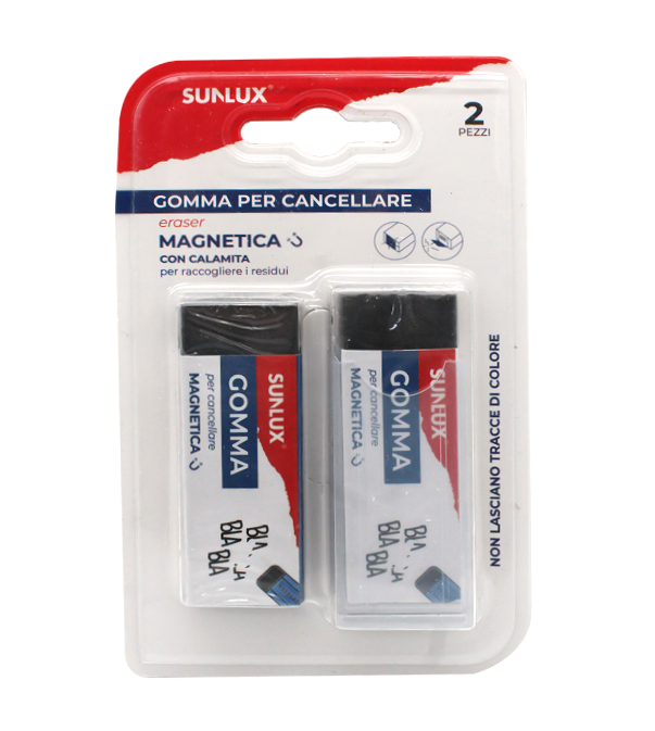 Gomma per cancellare magnetica Sunlux 2.1 x 6 cm 2 pezzi